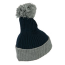 Two Tone Vertical Ribbed Pom Beanie