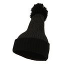 Two Tone Vertical Ribbed Pom Beanie
