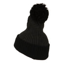 Two Tone Vertical Ribbed Pom Beanie