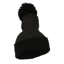 Two Tone Vertical Ribbed Pom Beanie