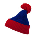 Two Tone Vertical Ribbed Pom Beanie