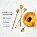 Art Deco Cocktail Picks in Gold Set of 4 by Viski