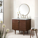 James Martin Amberly 36" Dual Mount Single Bathroom Vanity, Mid-Century Walnut