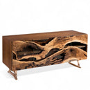 Solid Walnut Wood Smoked Epoxy Console