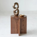 Sarp Handmade Solid Beech Wood Round Side Table And Stool