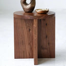 Sarp Handmade Solid Beech Wood Round Side Table And Stool