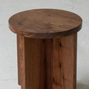 Sarp Handmade Solid Beech Wood Round Side Table And Stool