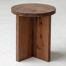 Sarp Handmade Solid Beech Wood Round Side Table And Stool