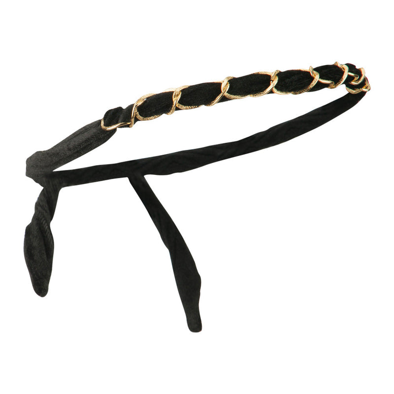 Velvet Headband Wrap with Chain