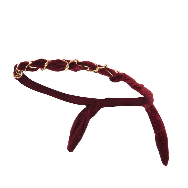 Velvet Headband Wrap with Chain