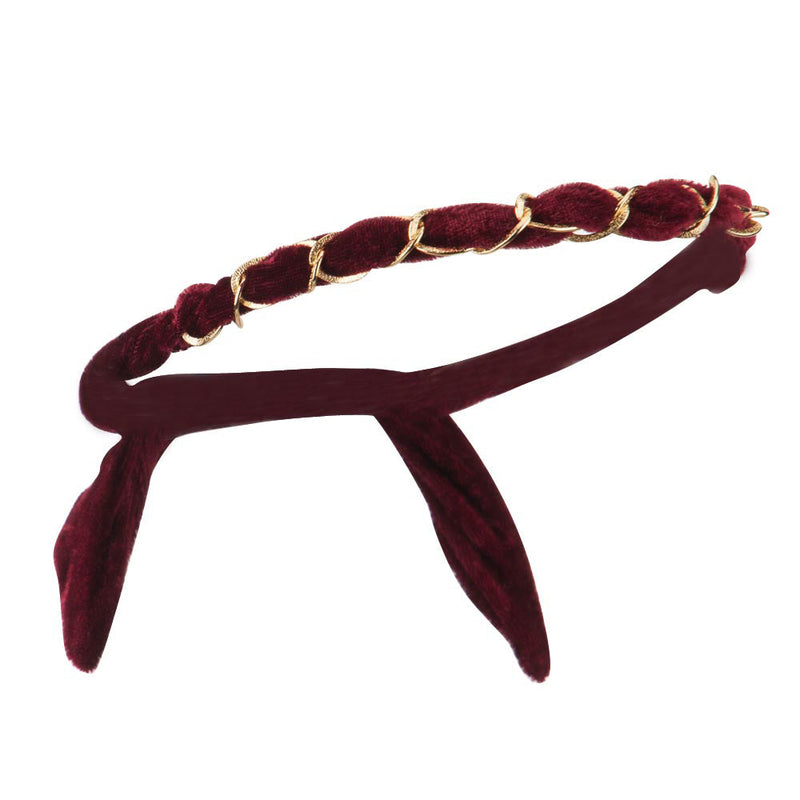 Velvet Headband Wrap with Chain