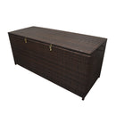 Brown Wicker Patio Deck Box with 113 Gallon Storage and Metal Frame