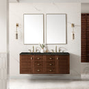 James Martin Amberly 60" Dual Mount Double Bathroom Vanity, Mid-Century Walnut
