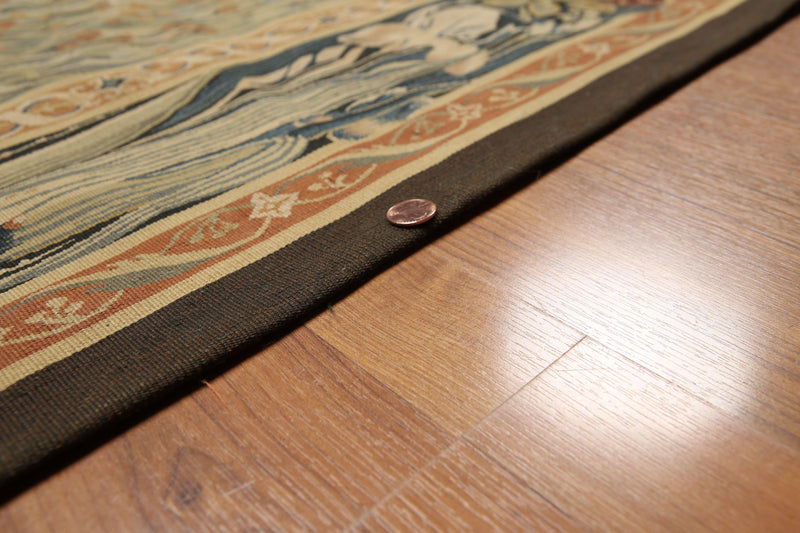 5'7" x 8' Hand woven Wool 300KPSI S. Fine French Needlepoint Tapestry Rug Green