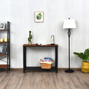 Metal Frame Wood Console Sofa Table with Storage Shelf-Black