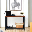 Metal Frame Wood Console Sofa Table with Storage Shelf by LJGDeals