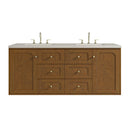 James Martin Laurent 60" Dual Mount Double Bathroom Vanity, Honey Oak