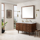 James Martin Amberly 60" Dual Mount Single Bathroom Vanity, Mid-Century Walnut