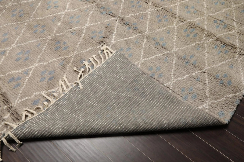 9' x 12' Hand Knotted Thick Pile Moroccan Wool Oriental Area Rug Gray Ivory