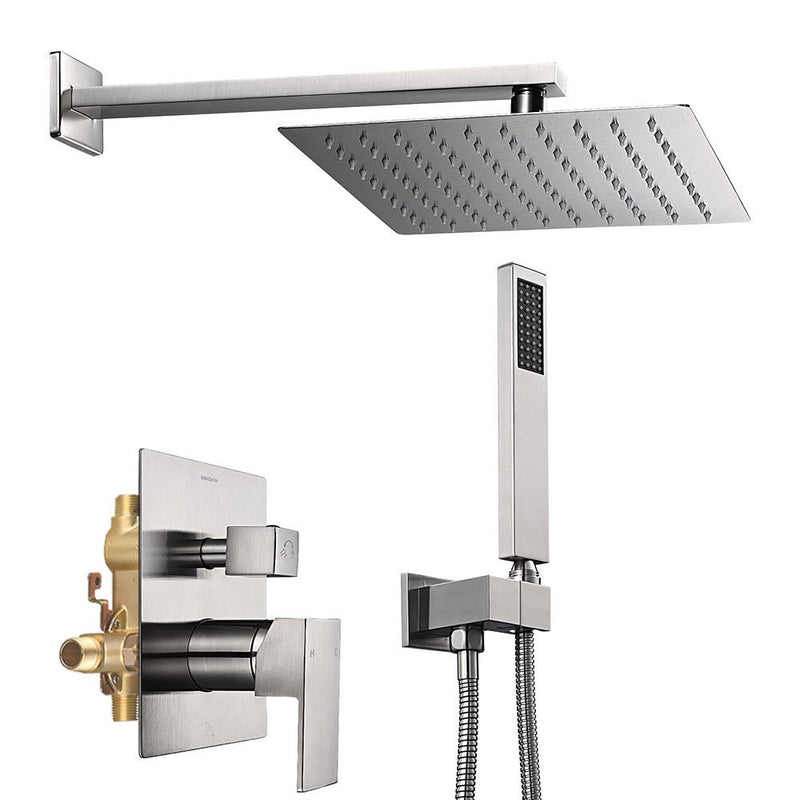 Aquaterior Shower Faucet Set with Handheld 10" Square Shower Head