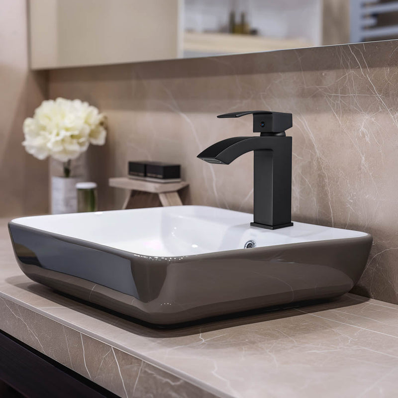 Aquaterior Single Handle Bathroom Faucet Square Cold Hot