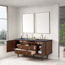 James Martin Amberly 72" Dual Mount Double Bathroom Vanity, Mid-Century Walnut