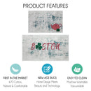 US States Boston Design Non Skid Washable Kitchen Runner Rugs Set of 2| 44 x 24 and 31.5 x 20 Inches Floor Mats |Green