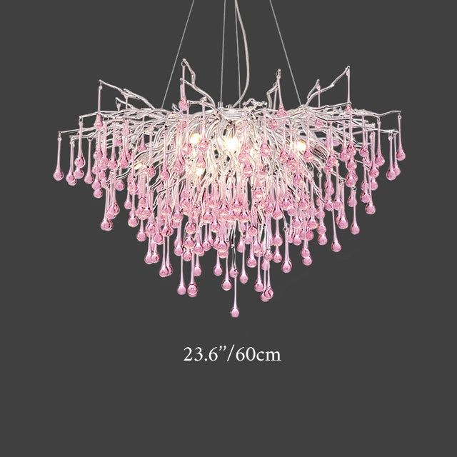Imbersago | Modern Pink Crystal Chandelier for Living Room, Dining Room, Bedroom