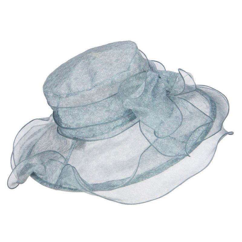 Bow Accent Flower Printed Organza Hat