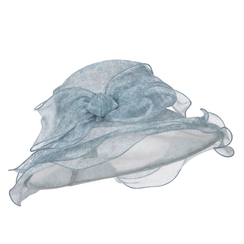 Bow Accent Flower Printed Organza Hat