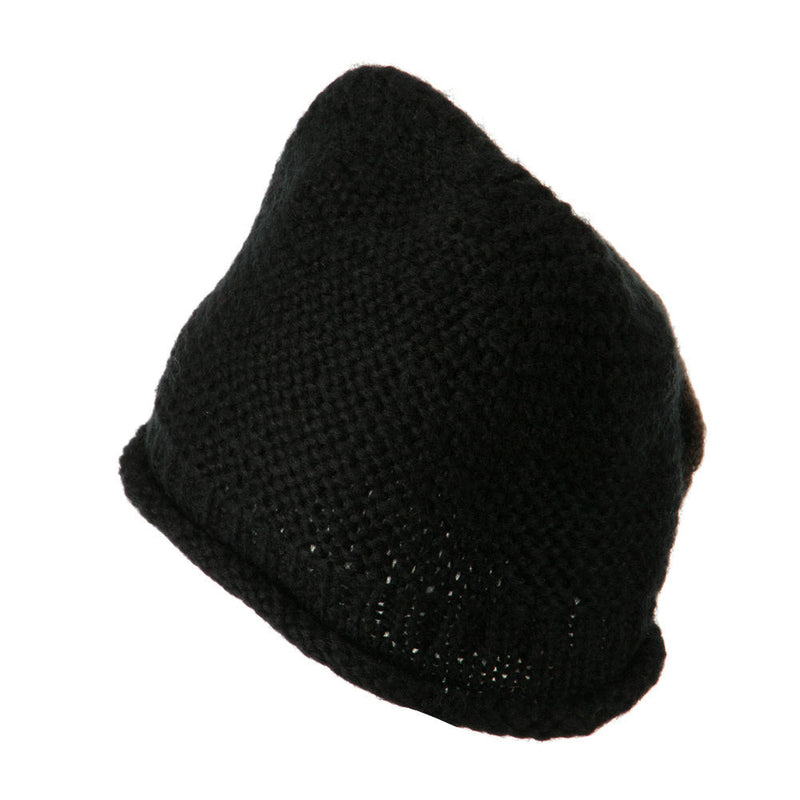 Women's Acrylic Knit Beanie with Spiral Flower