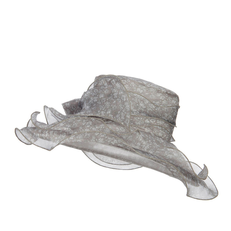 Bow Accent Flower Printed Organza Hat