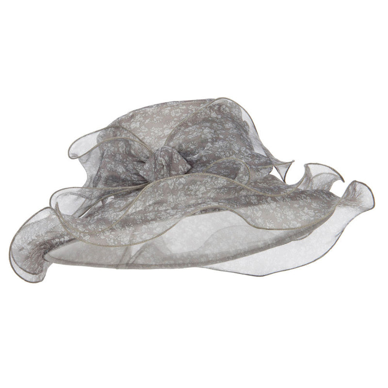 Bow Accent Flower Printed Organza Hat
