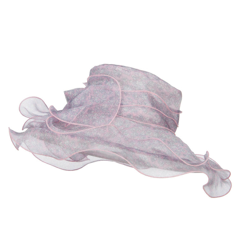 Bow Accent Flower Printed Organza Hat