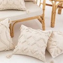 Wabi-sabi beige geometric tufted cushion cover living room pillow by Decorbites
