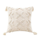 Wabi-sabi beige geometric tufted cushion cover living room pillow by Decorbites