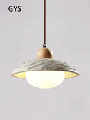 GobekUsa Cement Pendant Chandelier: Wabi-sabi Style Round Dining Table Lighting Fixture
