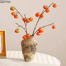 GobekUsa Ceramic Vase: Wabi-sabi Style, Retro Floral Arrangement, Room Decor