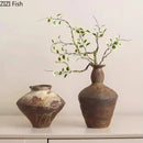 GobekUsa Ceramic Vase: Wabi-sabi Style, Retro Floral Arrangement, Room Decor