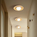 GobekUsa Acrylic LED Ceiling Lamp Yellow Travertine Wood Canopy Wabi Sabi Style