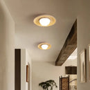 GobekUsa Acrylic LED Ceiling Lamp Yellow Travertine Wood Canopy Wabi Sabi Style