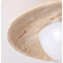 GobekUsa Acrylic LED Ceiling Lamp Yellow Travertine Wood Canopy Wabi Sabi Style