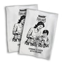 Waffle Towels – White with Printed Patterns (2-Pack)