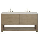 James Martin Lucian 72" Double Bathroom Vanity, Pebble Oak