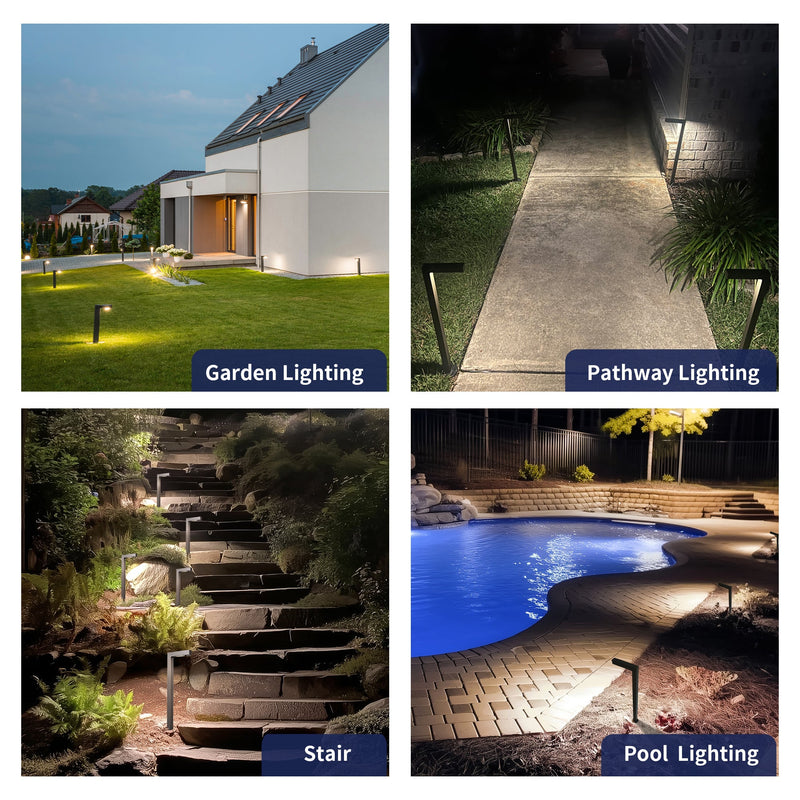 Gardenreet Solid Brass Low Voltage Landscape Path Light, 12V LED Outdoor Accent Pathway and Area Light(Modern L-shape 2404)