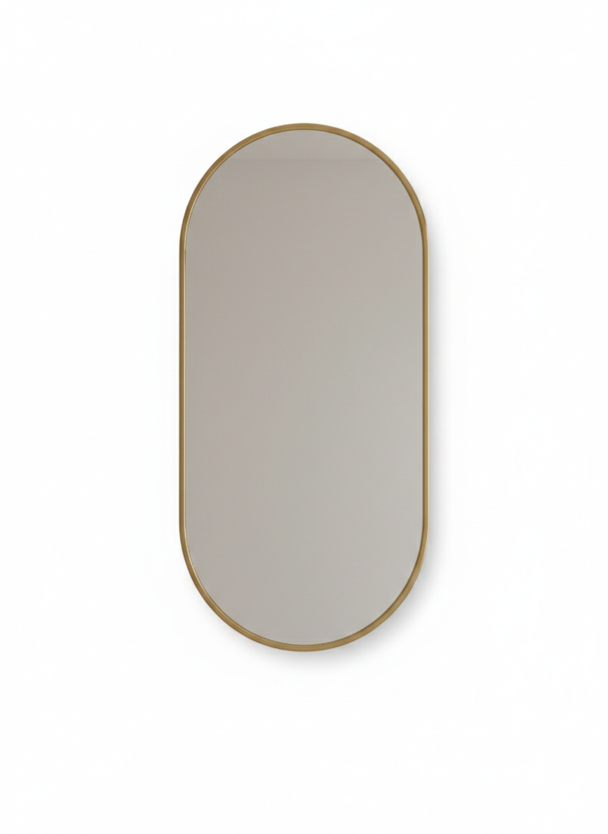 Antique Brass Capsule Mirror - Brass Wall Mirror, photo 7 of 12