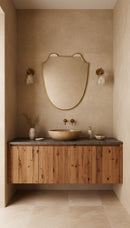 Antique Brass Italian Shield Wall Mirror - Luxurious Bathroom Mirror