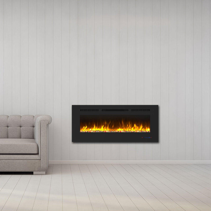 Insert or Wall-Mount Electric Fireplace with Remote Control and Touch Screen in 13 Flame Colors and Base Lights