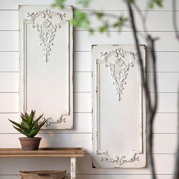 Large Ornate Wooden Wall Panels, Set of 2