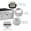 Akicon 36" Stainless Steel Wall Mount Range Hood with 600 CFM Vent Hood - AK-HS36HB-BS